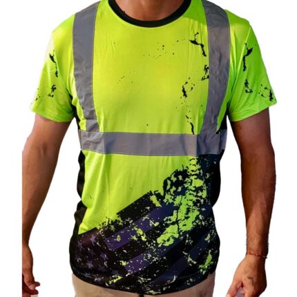 Patriotic safety reflective construction t shirt