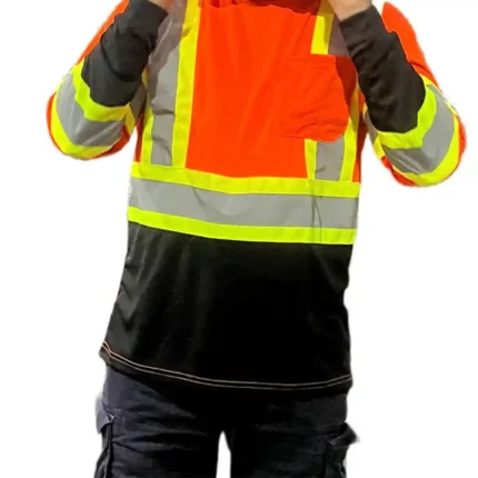Orange Black Reflective Long Sleeve with Hoodie
